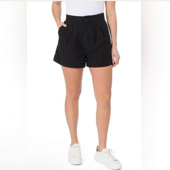 Joie Pants - Joie Medium Pleated Linen Blend Women’s Black Shorts High Rise Pockets